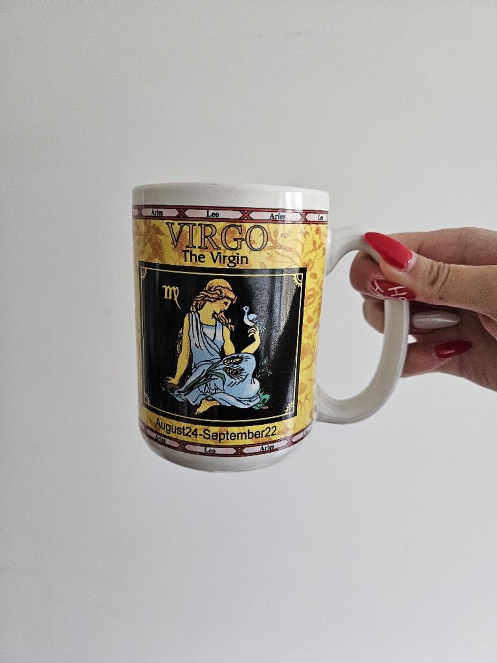 Vintage Virgo Zodiac Sign Mug, Retro Coffee Tea Cup, Astrology Birthday Gift